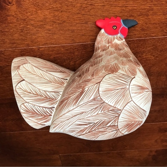 Big Folk Art Hand Painted Chicken, Lightweight, Perfect for a Country Kitchen - Picture 6 of 16